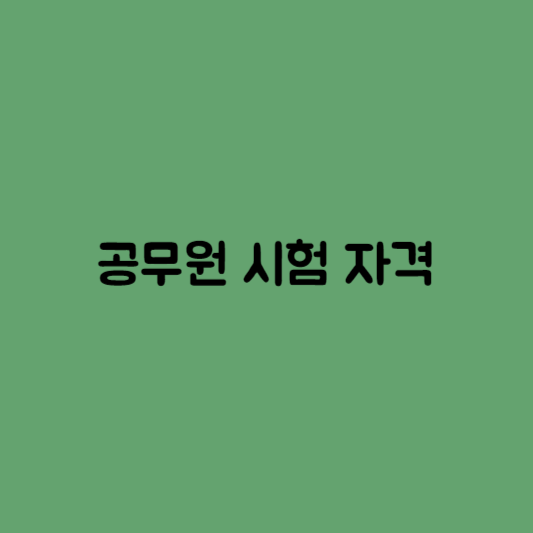 공무원 시험 응시 자격
