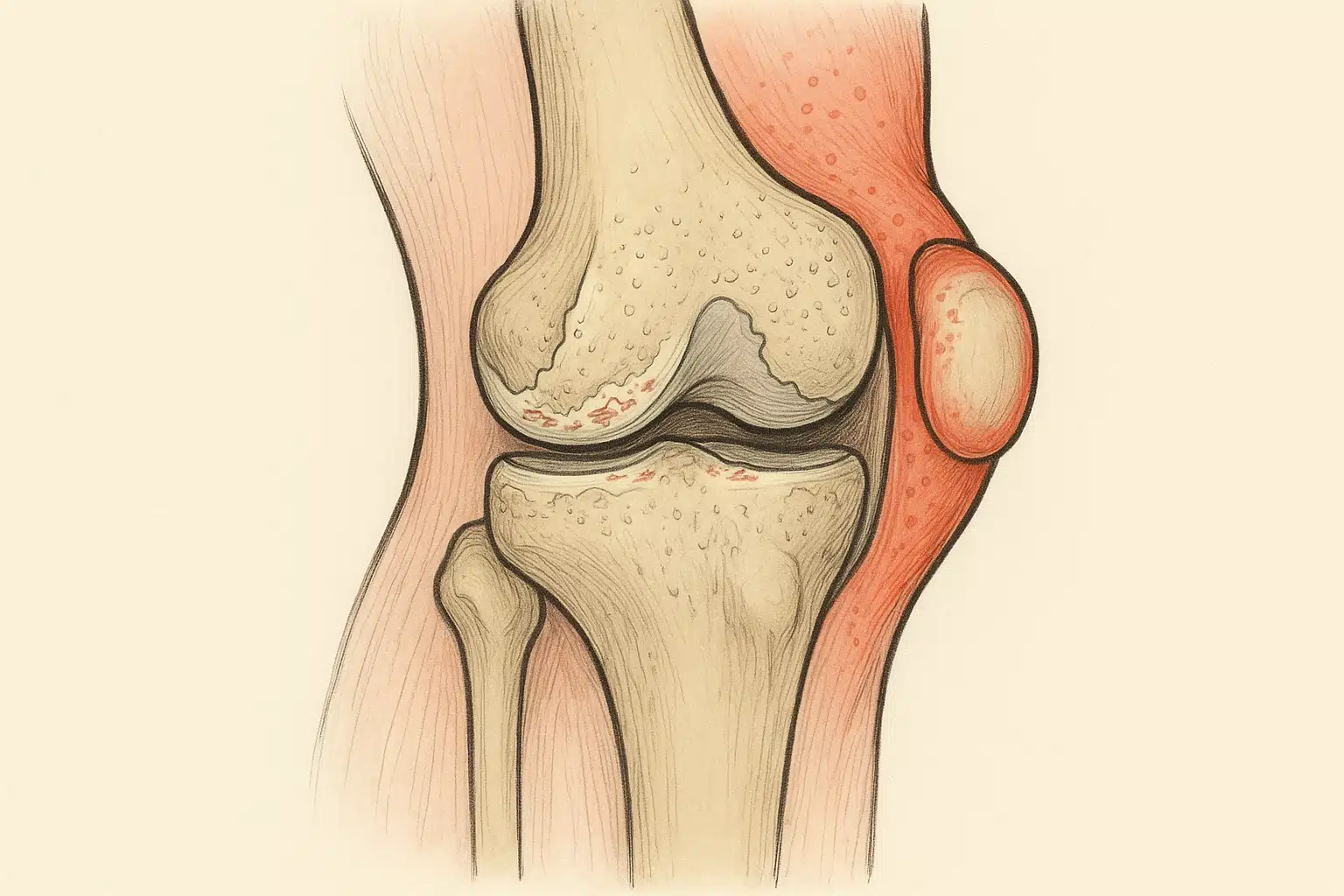 연골 손상, 관절염, 슬개골 주위 염증 표시