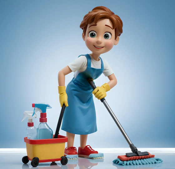 청소하는 주부 그림 사진