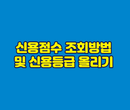 신용점수 조회방법 및 신용등급 올리기