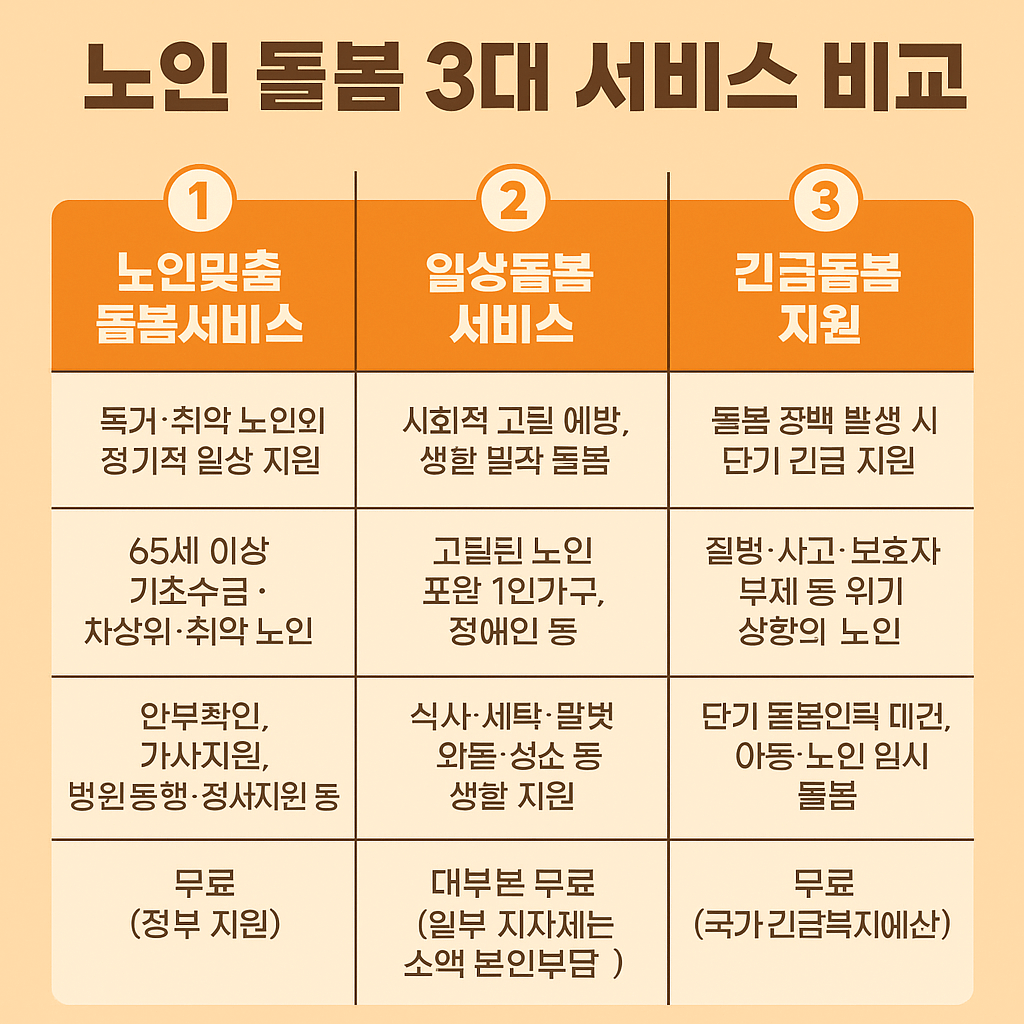 노인돌봄서비스 종류