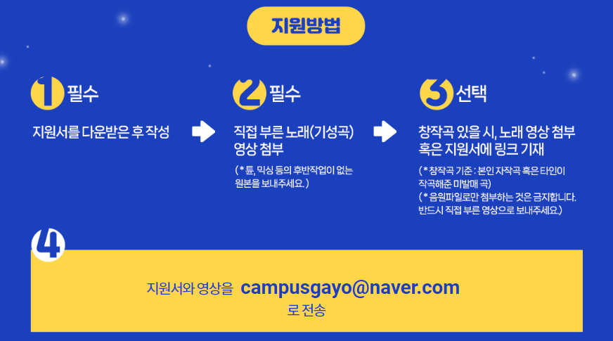 TV조선 대학가요제 젊은 그대에게 프로젝트 지원자 모집 신청하기