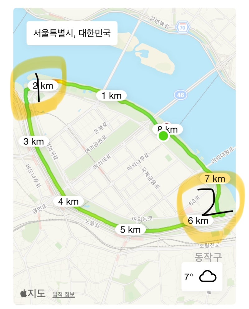 여의도 고구마런 러닝코스 총정리 (8km 완주 후기)