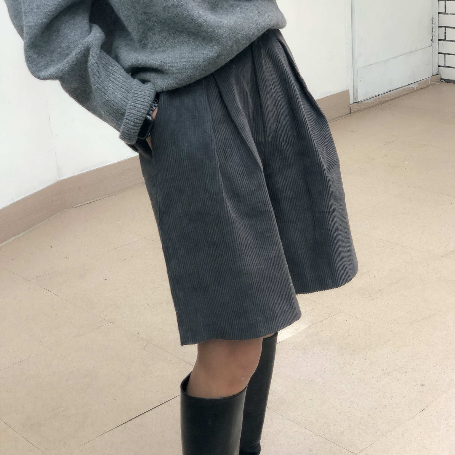 코듀로이 하이웨스트 버뮤다팬츠 골덴 반바지 (2color)