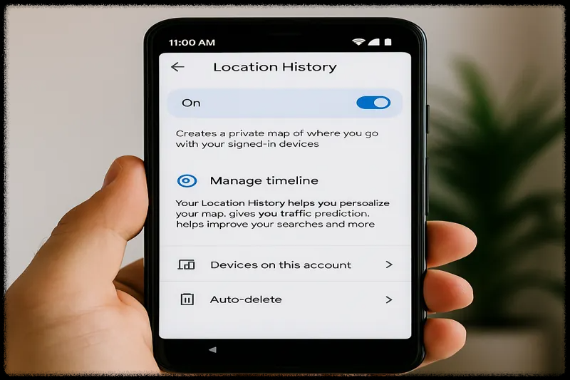 안드로이드 위치 기록 설정 메뉴 진입 화면