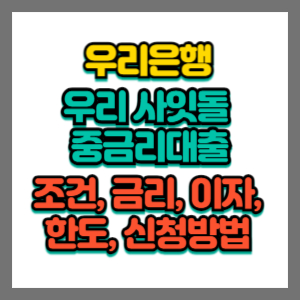 우리은행-우리-사잇돌-중금리대출-조건,금리,이자,한도,신청방법