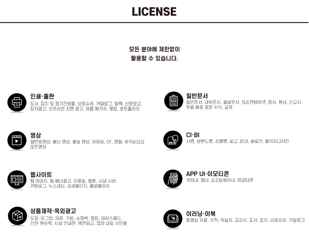 널리고딕체의 라이선스