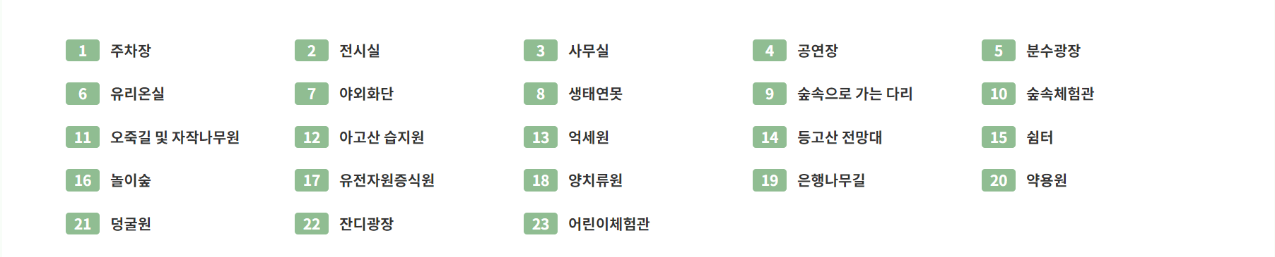 우리꽃식물원 안내도