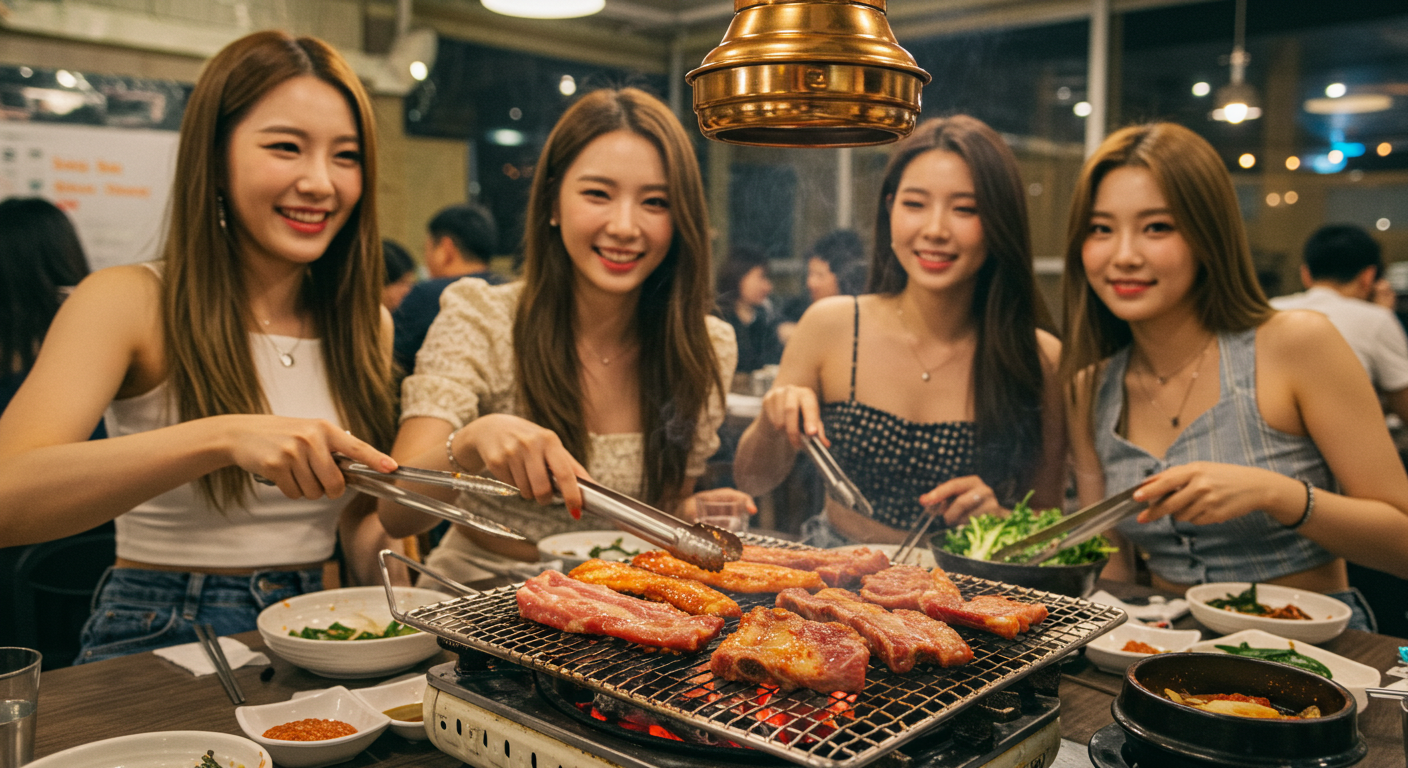 돼지고기로 회식하는 여자들