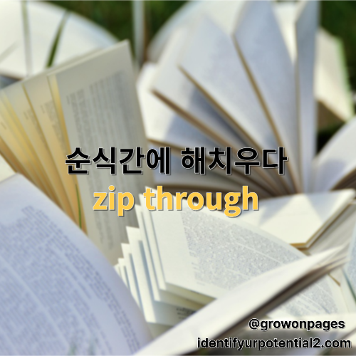 zip through 순식간에 해치우다