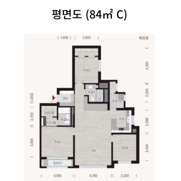 북수원이목지구 디에트르 더 리체 2차 평면도 84 C타입