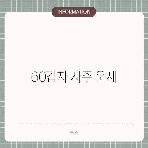 60갑자 사주 운세