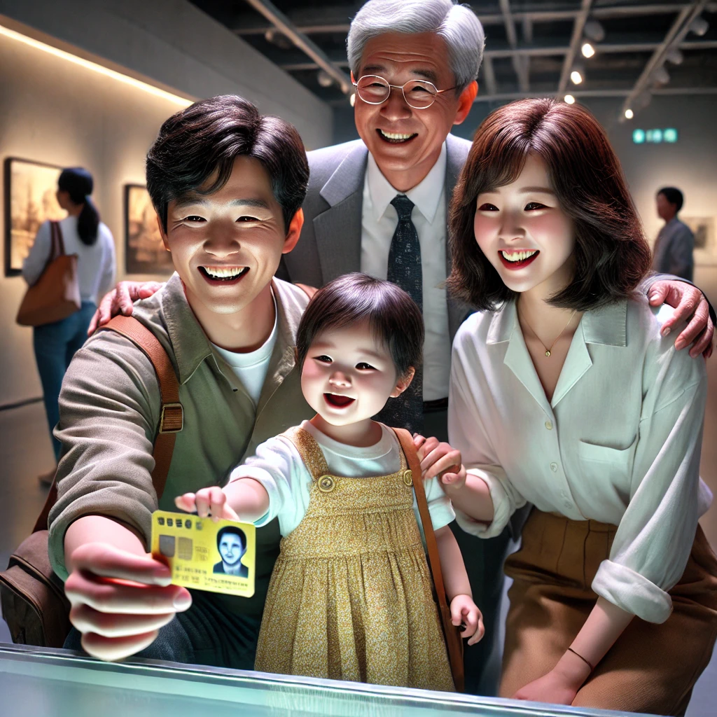 현대적인 문화 공간에서 가족이 즐거운 시간을 보내며, 자연스럽게 묘사된 모습이 담겨 있습니다.