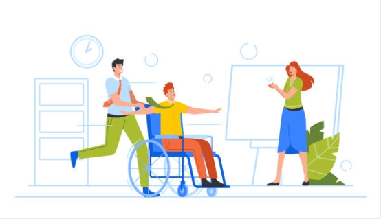 장애인활동지원사의 도움을 받아 활기차게 생활하는 모습