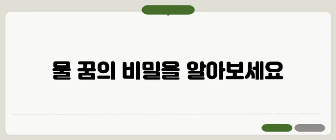 물 꿈 방법 꼭 알고 가세요