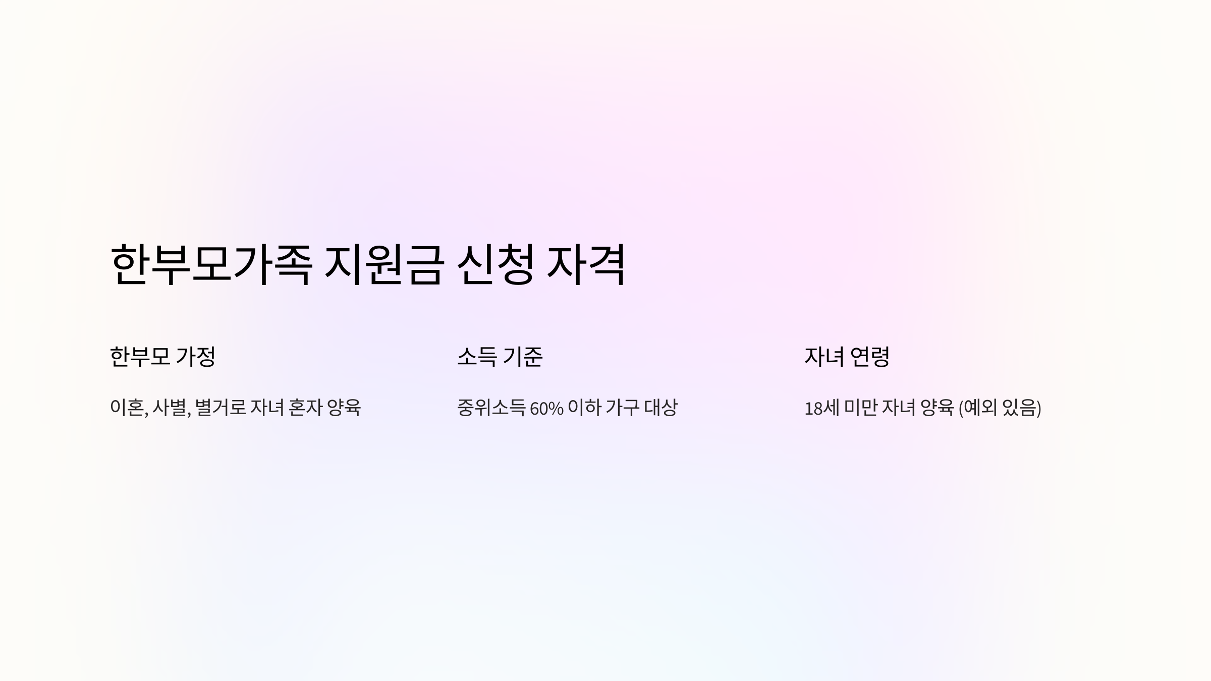 한부모가족 지원금 신청자격