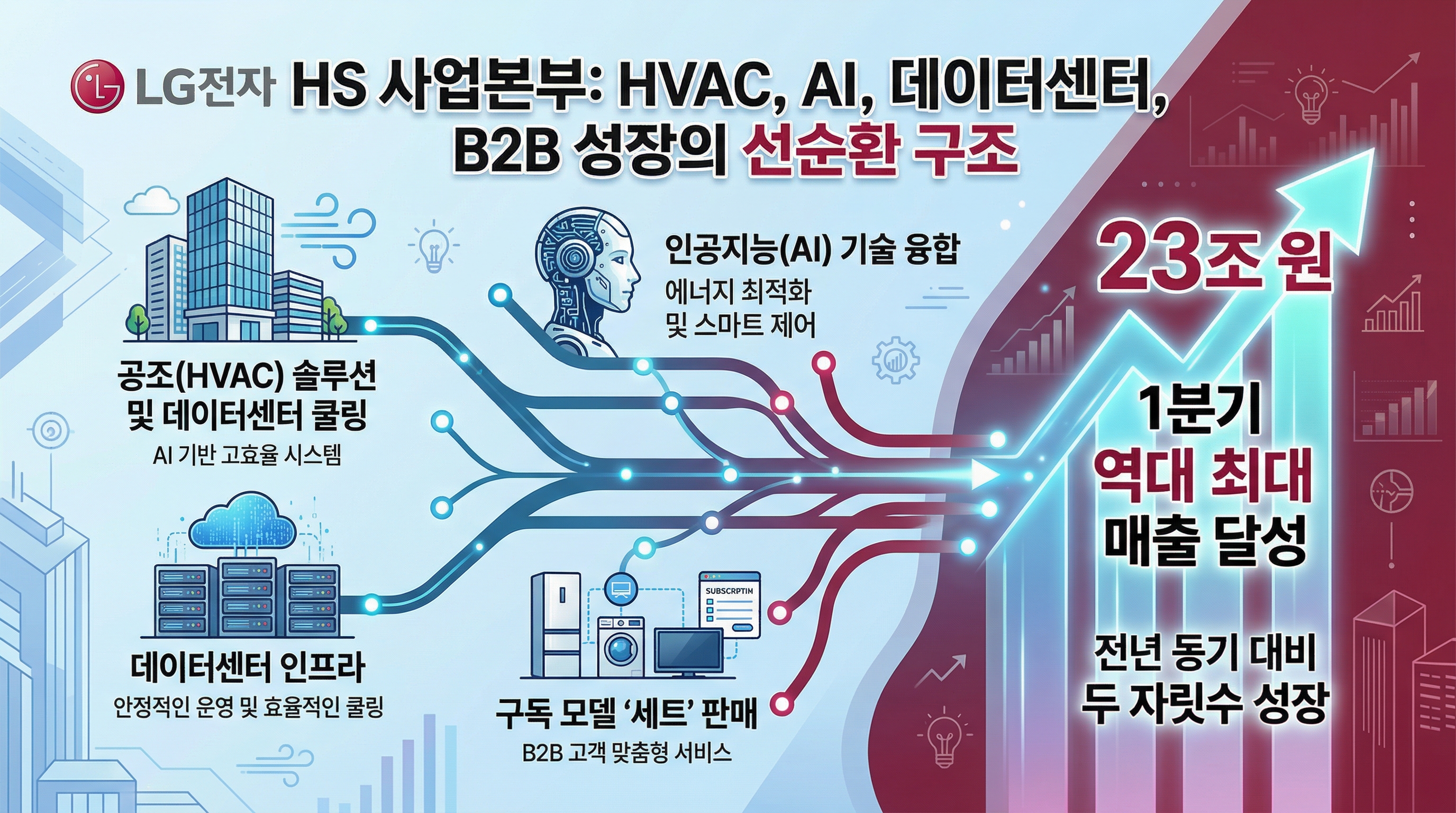 LG전자 HVAC 냉난방공조 AI 데이터센터 B2B 성장 구조 HS사업본부 실적 견인 구독 모델 안착 1분기 역대 최대 매출 23조 전망