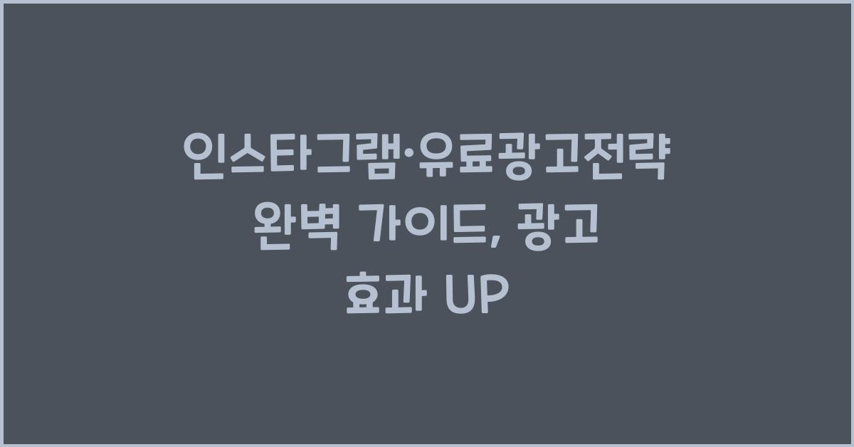 인스타그램·유료광고전략