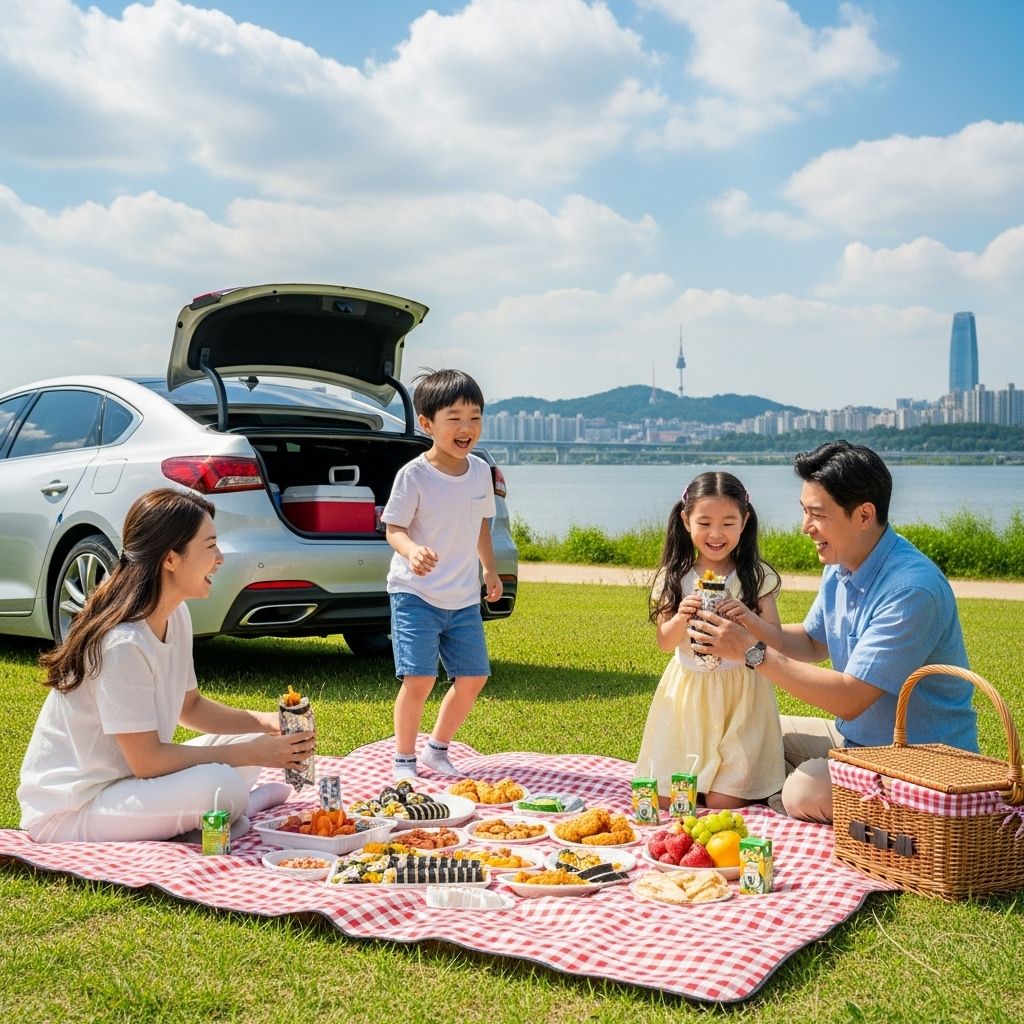 경차 유류비 환급&amp;#44; 한강에서 피크닉중인 가족