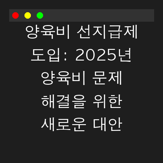 양육비 선지급제 도입: 2025년 양육비 문제 해결을 위한 새로운 대안 대표 이미지