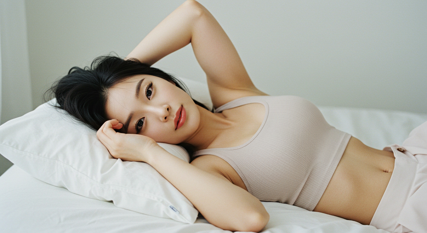 머리를 감싸고있는 여성