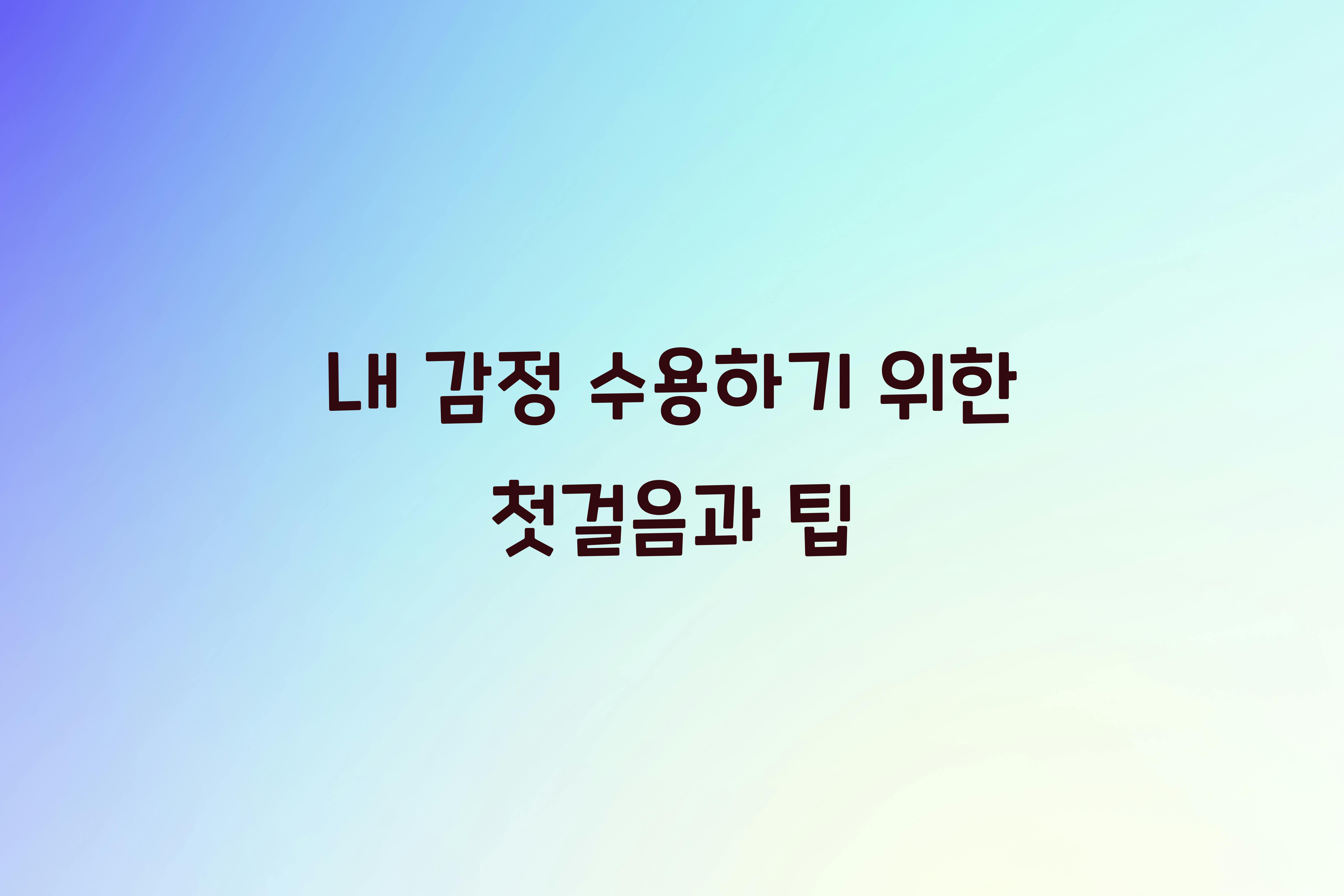 내 감정 수용하기