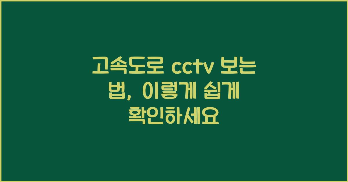 고속도로 cctv 보는 법