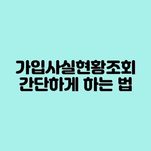 가입사실현황조회 간단하게 하는 법