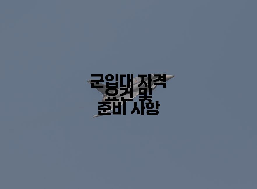 군입대 자격 요건 및 준비 사항