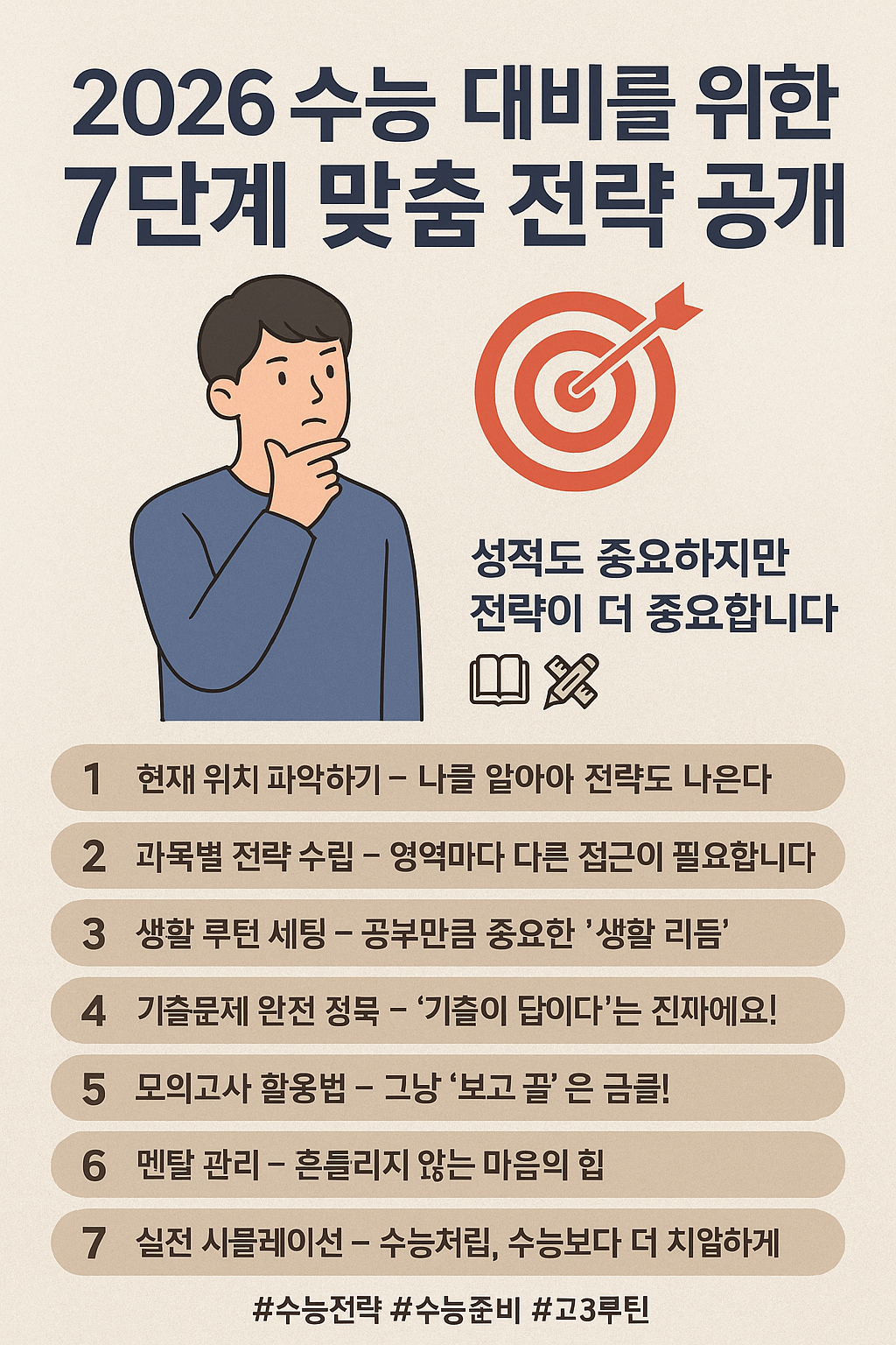 2026 수능, 이제는 전략으로 승부 볼 때! 🎯 7단계 맞춤 대비법 대공개