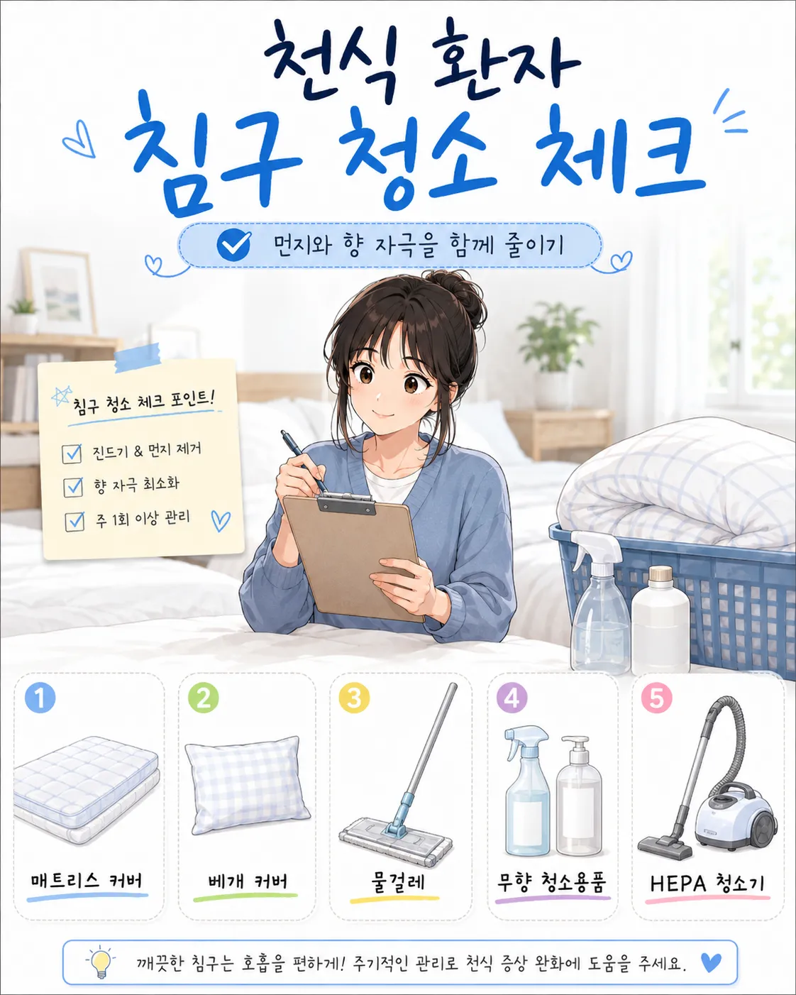 천식 환자 침구 청소 체크