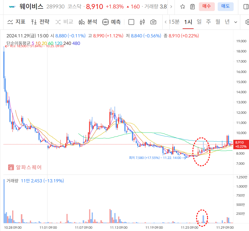 웨이비스 일봉차트