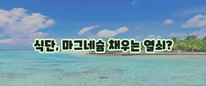 마그네슘 부족현상 해결 풍부한 음식 섭취가 중요합니다