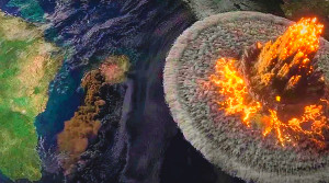 지구에 혜성이 떨어지는 모습