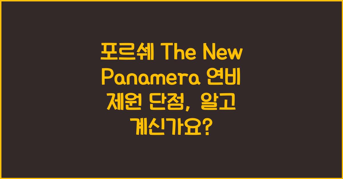 포르쉐 The New Panamera 연비 제원 단점