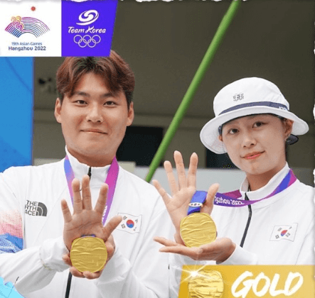 항저우아시안게임양궁혼성전1&amp;#44;2위