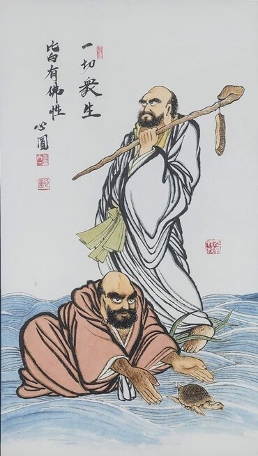 달마대사가-자라를-방생하는-족자-그림