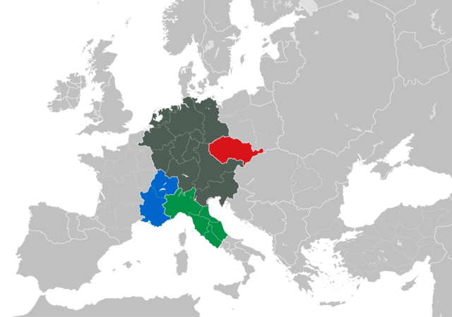 신성로마제국의 일부였던 체코(빨간색)