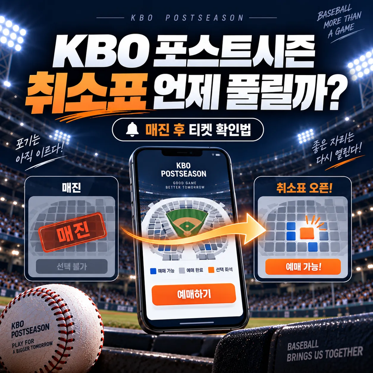KBO 포스트시즌 취소표와 매진 후 티켓 확인 방법