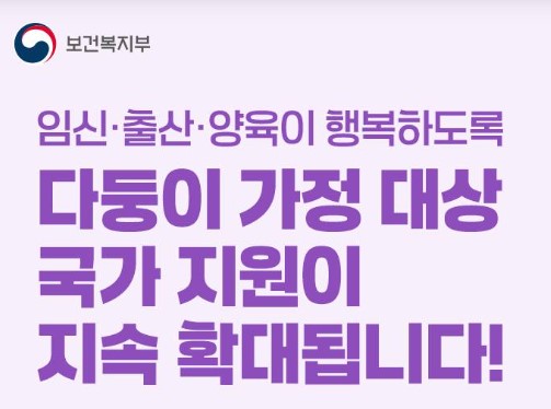 다둥이 가정대상 국가지원