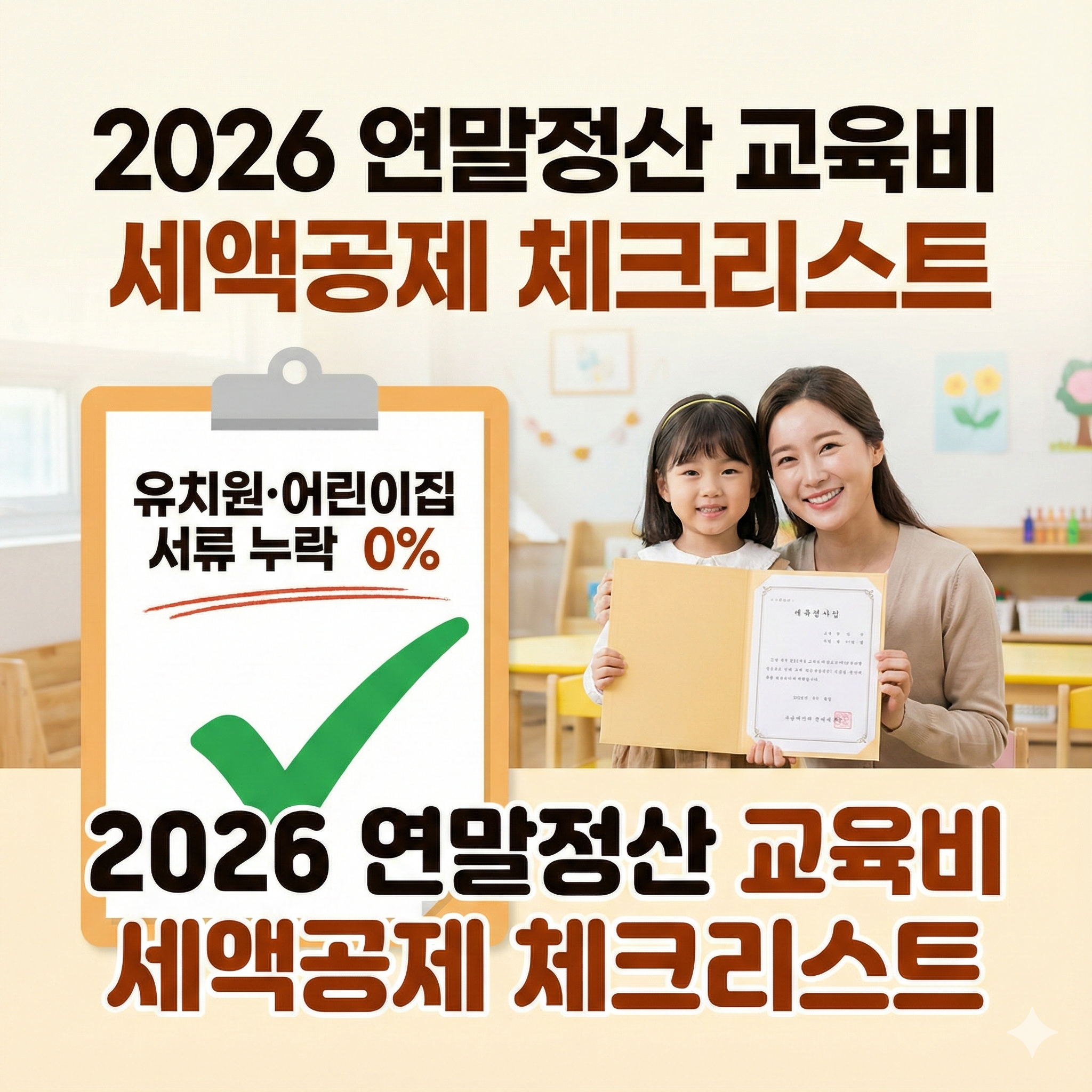 2026 연말정산 교육비 세액공제 체크리스트|유치원·어린이집 서류 누락 0%