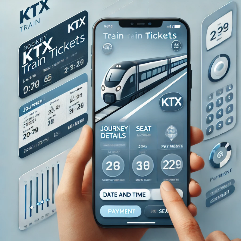 모바일 앱에서 KTX 티켓을 예매하는 화면