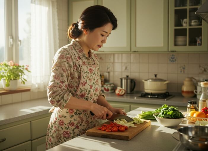 한국인 주부 도마 사용