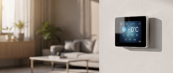 아파트 온도조절기의 온도 조절 장면