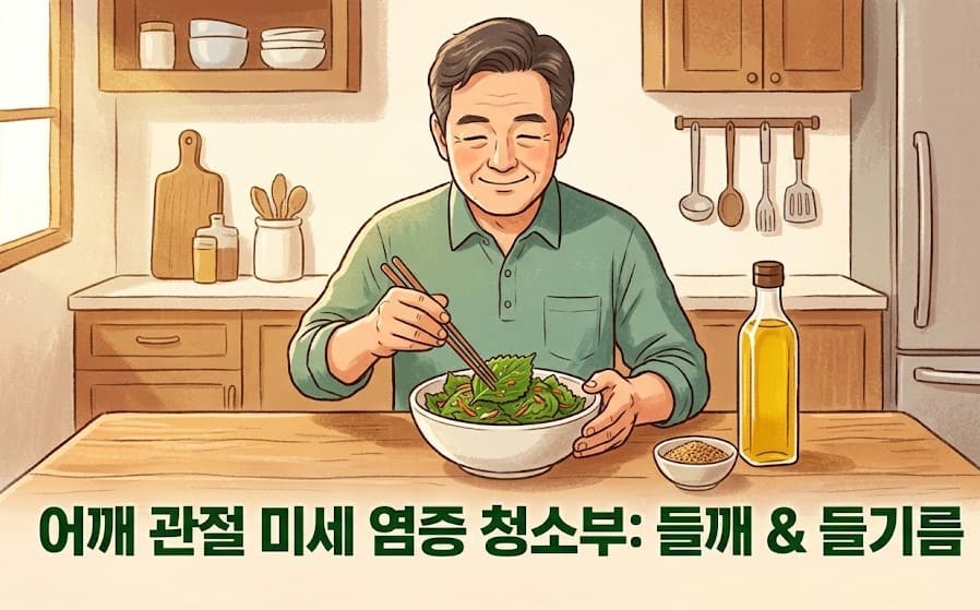들기름 나물을 맛있게 먹는 건강한 남성 이미지/ Healthy man enjoying seasoned vegetables with perilla oil.