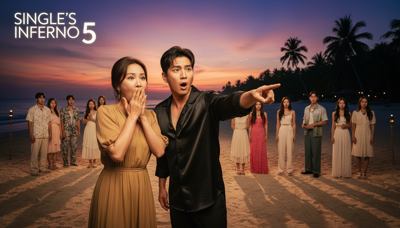 2026년 솔로지옥5 출연진들의 베일에 싸인 인스타 정체와 역대급 반전을 암시하는 미스터리한 장면. 돋보기가 놓인 소셜 미디어 피드가 보이며, 홍진경과 덱스의 발언에 대한 궁금증을 자아낸다.