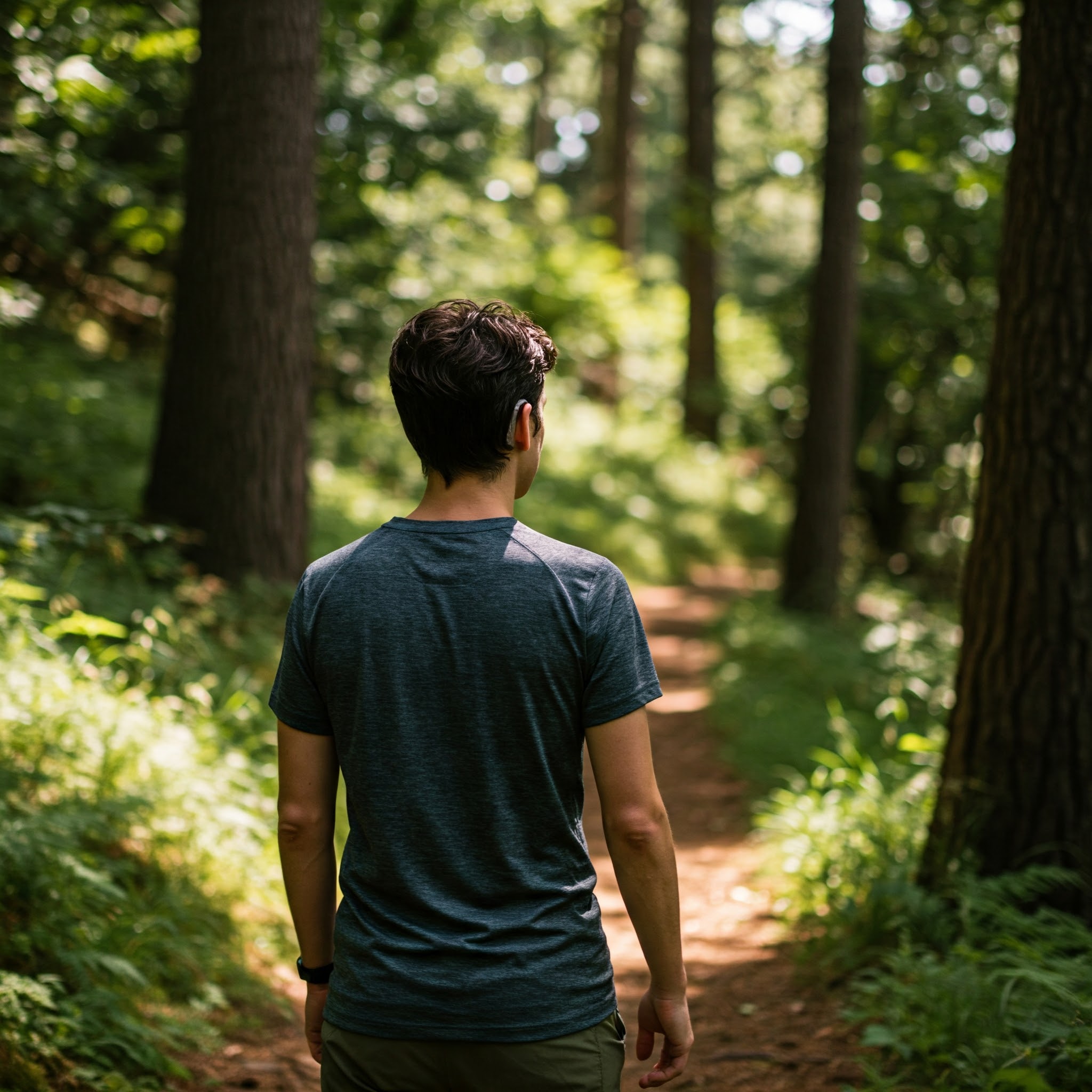 보청기끼고 산책하는 사람 사진