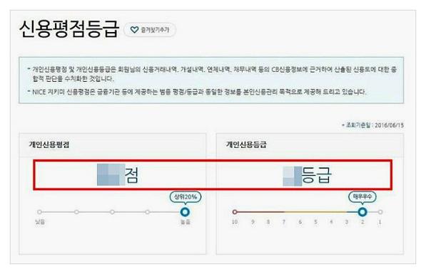 나이스 지키미 신용등급