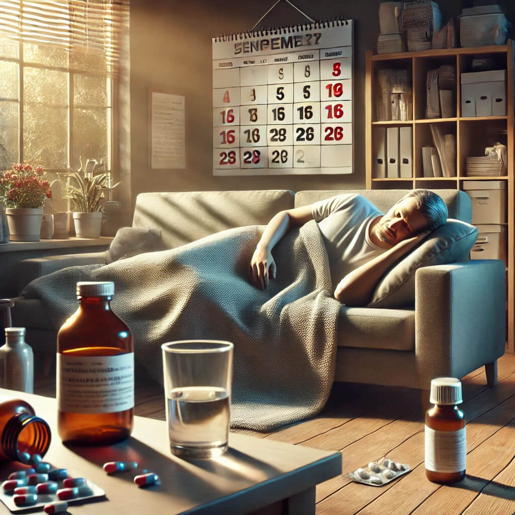 환자가-쇼파에-누워있는-모습