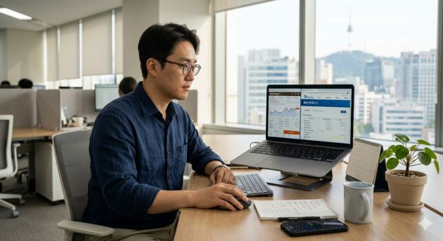 ISA IRP 절세 전략을 비교하며 투자 계좌를 확인하는 직장인 모습